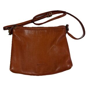 Margot Brown Leather‎ Two Zipper Sections Crossbody Shoulder Bag Buttery Soft